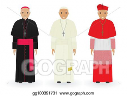 Vector Art - Pope, cardinal and bishop characters in characteristic ...