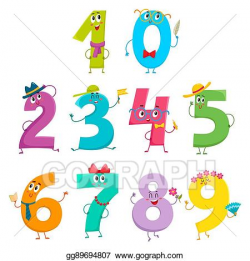 Vector Stock - Set of cute and funny colorful number characters ...