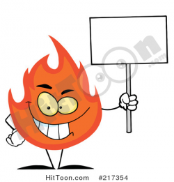 Flame Clipart #217354: Grinning Flame Character Holding a Blank Sign ...