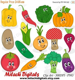 60% OFF SALE Vegetable clipart, veggie characters clipart, vector ...