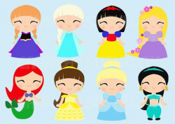 Instant Download 8 Princesses, Princess, Cute Kawaii Princess ...