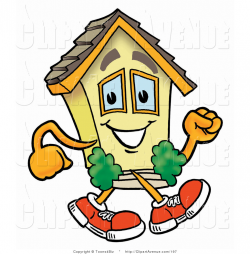 Avenue Clipart of a Home Mascot Cartoon Character Running by ...