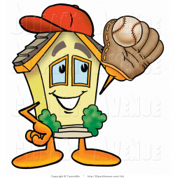 Avenue Clipart of a Home Mascot Cartoon Character Catching a ...