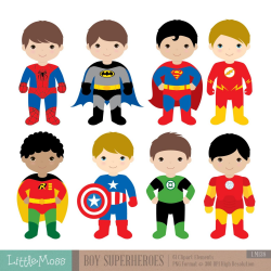 Boys Superhero Costumes Clipart 1, Boy Superheroes, Superheroes ...