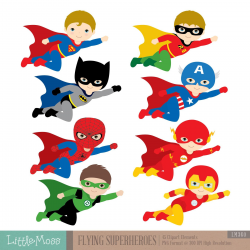 Flying Superhero Clipart, Superheroes Kids Clipart, Superheroes ...