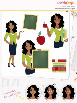 Woman teacher character clipart, teaching illustration, classroom ...