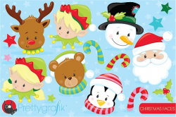Christmas faces clipart ~ Illustrations ~ Creative Market