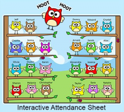 Owl Theme Attendance for All Interactive Whiteboards and Smartboards ...