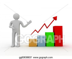 Drawing - 3d man presenting business growth chart graph. Clipart ...