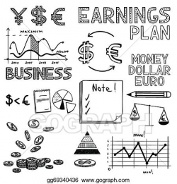 Vector Art - Hand draw business finance doodle sketch money icon ...