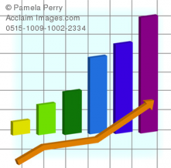Clip Art Image of a Bar Chart With an Arrow Showing Up Trend