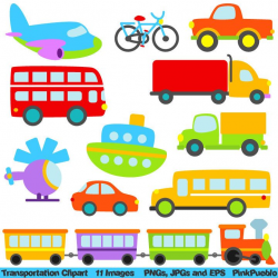 Transportation Clip Art Clipart with Car, Truck, Train, Helicopter ...