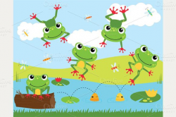 Frog On A Log Vector Clipart, SVG | Frogs, Logs and Vector clipart