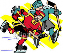 A Hockey Player Being Checked By an Opponent Royalty Free Clipart ...