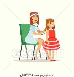 Clip Art Vector - Girl checked with sthetoscope on medical check-up ...