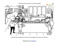 Grocery Store Fun - Chef Solus At Check-Out Coloring Sheet