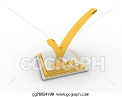 Stock Illustrations - Golden check mark icon on rectangle with done ...