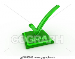Drawing - Check mark icon on rectangle with done word. Clipart ...
