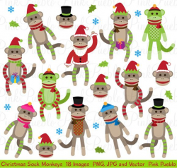 Check out Christmas Sock Monkey Clipart/Vector by PinkPueblo on ...