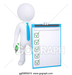 Stock Illustrations - 3d human with marker and check list. Stock ...