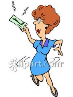 Woman With Paycheck Clipart