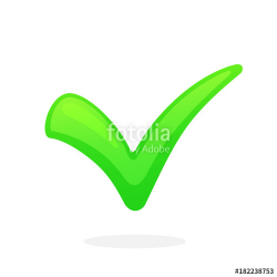 Vector illustration in flat style. Green check mark for indicate ...