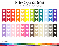 50 Rainbow Small Flag Checklist Clipart, Cute Graphics PNG, Heart ...