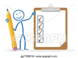 Stock Illustration - Stickman pencil clipboard checklist. Clipart ...