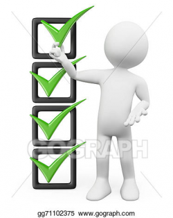 Clipart - 3d white people. check list. Stock Illustration gg71102375 ...