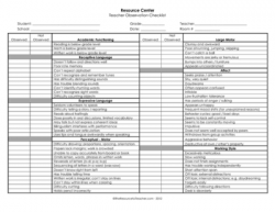 Classroom & Student Observation Checklist 1 - Teacher or Administrator