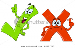 Clipart Picture of a Checkmark and X or Cross cartoon characters