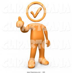 Clip Art of a Happy Orange Person Holding with a Check Mark Head ...