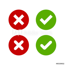 A set of four simple web buttons: green check mark and red cross in ...