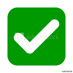 Flat square check mark green icon, button. Tick symbol isolated on ...