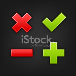 Validation Icon Set Green Check Mark Plus Red Delete Minus Stock ...