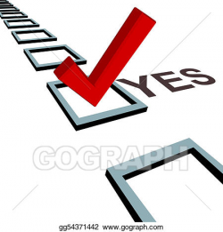 Vector Illustration - Check mark to vote yes 3d box poll election ...