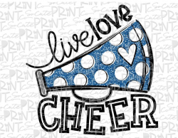 Live love cheer clipart, football mom, Megaphone clipart, transparent PNG  file for sublimation, blue, cheerleader shirt design, cheer mom