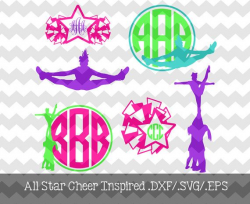 All Star Cheer Inspired Monogram Frames .DXF and .SVG Files for use ...