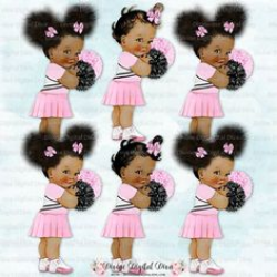 Cheerleader Pink White Black Uniform & Pom Poms | Vintage Baby Girl ...
