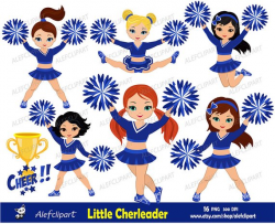 Blue & White Cheerleader Digital Clipart Set for -Personal ...