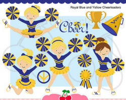 Blue And Gold Cheerleader Clipart