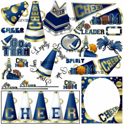 Blue Gold Cheerleading clipart make your own party favors ...