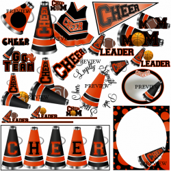 Free Clip Art Football Cheerleaders | Cheer Orange and Black | Cheer ...