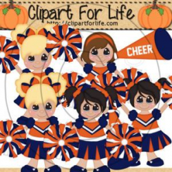 cheerleaders-orange-and-blue | Cheerleader Clipart | Pinterest ...