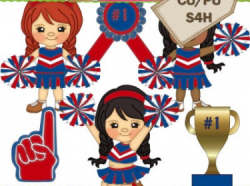 Cheerleaders Red & Blue 2 Clipart | Meylah