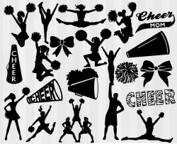 Cheerleading SVG Bundle. 20 cheer silhouettes svg cutting files and ...