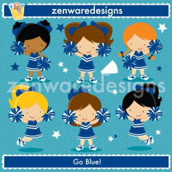 Blue & White - Cheerleaders Clipart | cute illustration | Pinterest ...