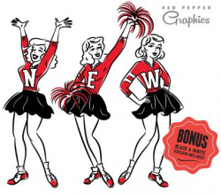Retro cheerleaders clipart | clipart | Pinterest