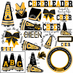 Black Cheer clipart MORE COLORS yellow Gold cheer clip art