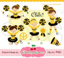 Yellow and Black Cheerleader Clipart Set in a PNG (300ppi) format ...